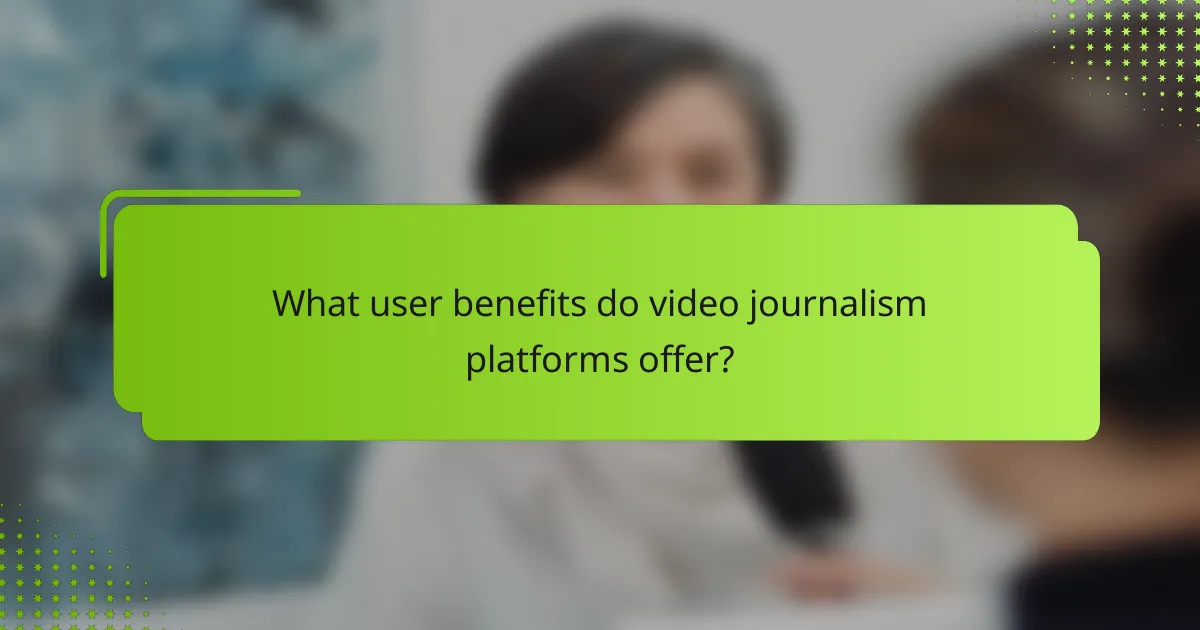 What user benefits do video journalism platforms offer?
